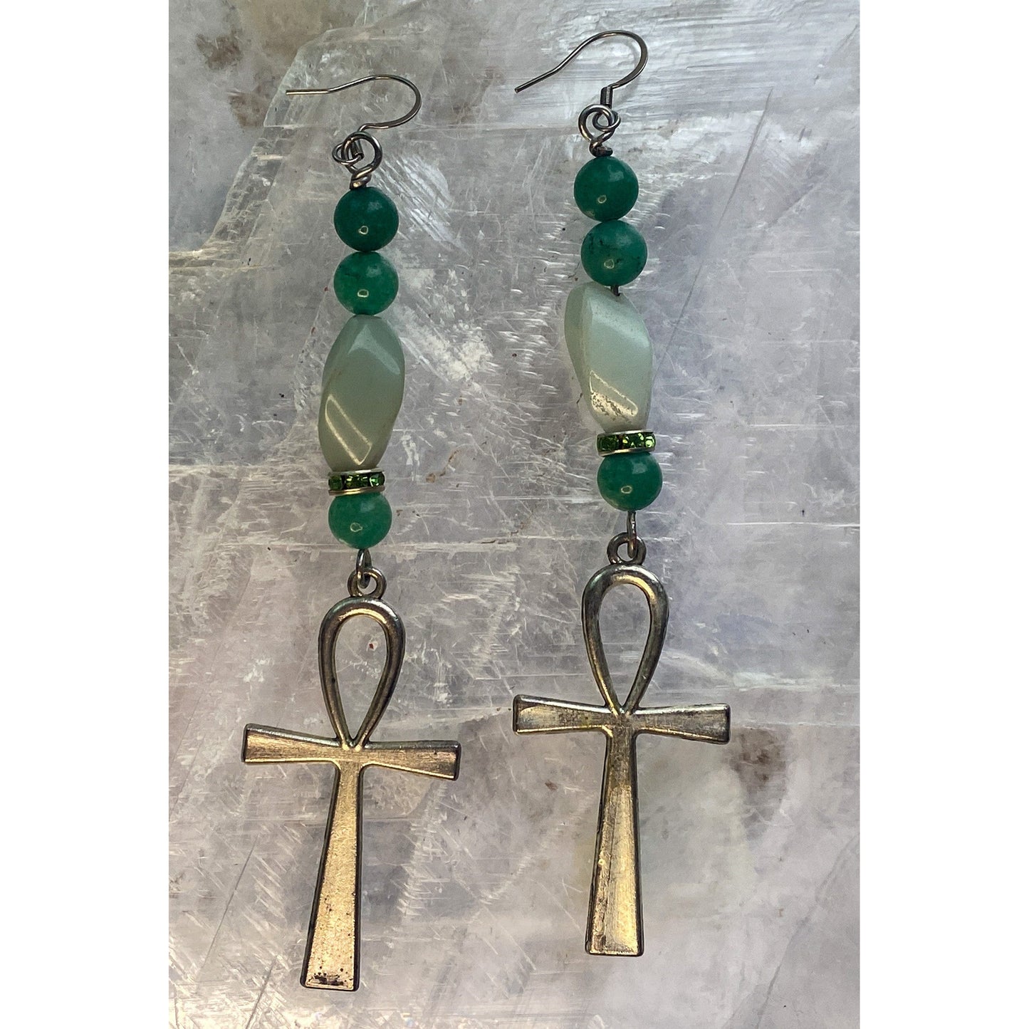 Green Aventurine Earrings & Ankh Earrings