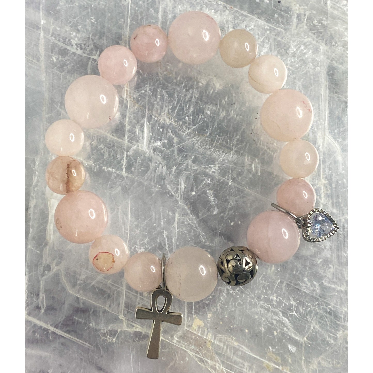 Rose Quartz Bracelet with charms