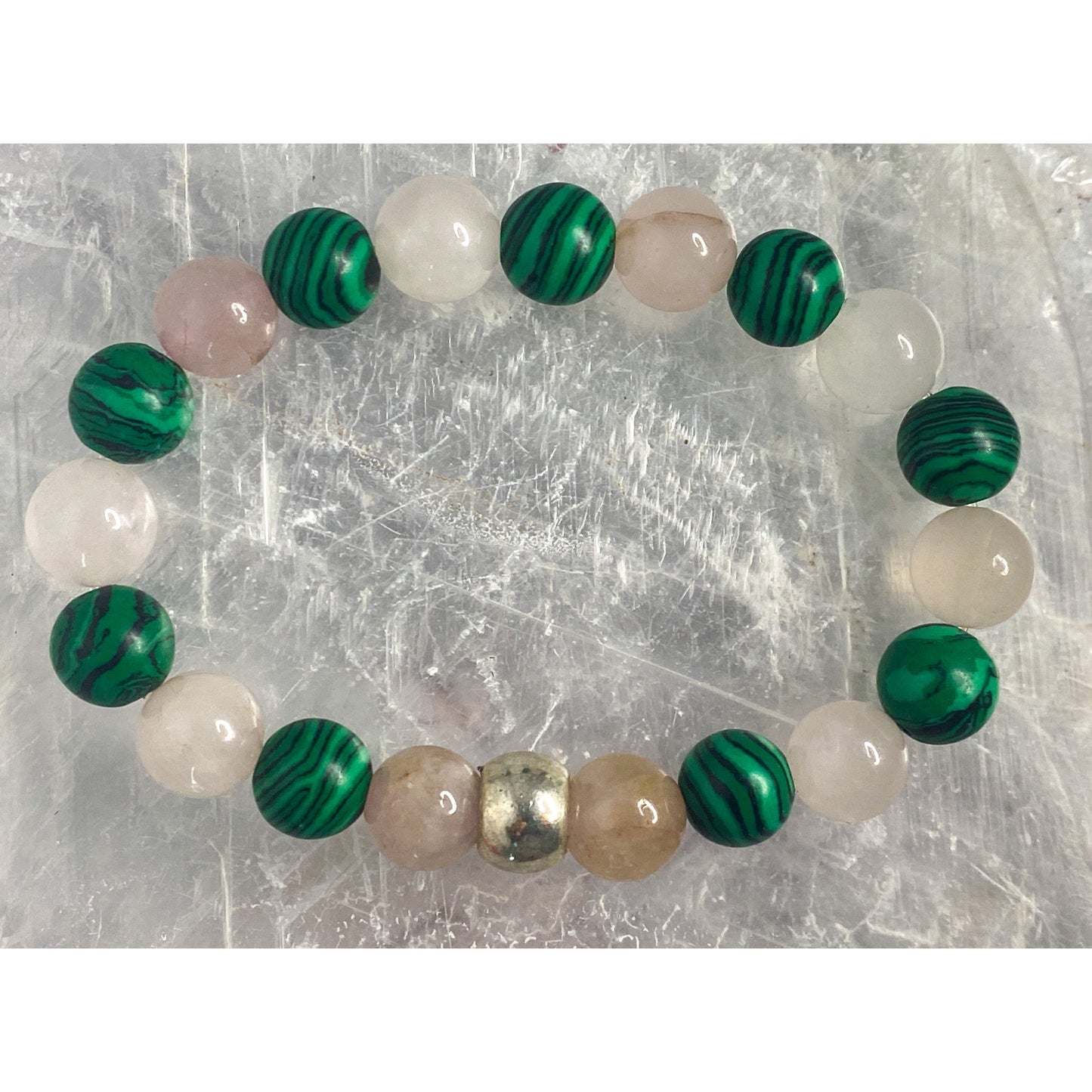Rose Quartz & Malachite Heart Chakra Balancing Bracelet