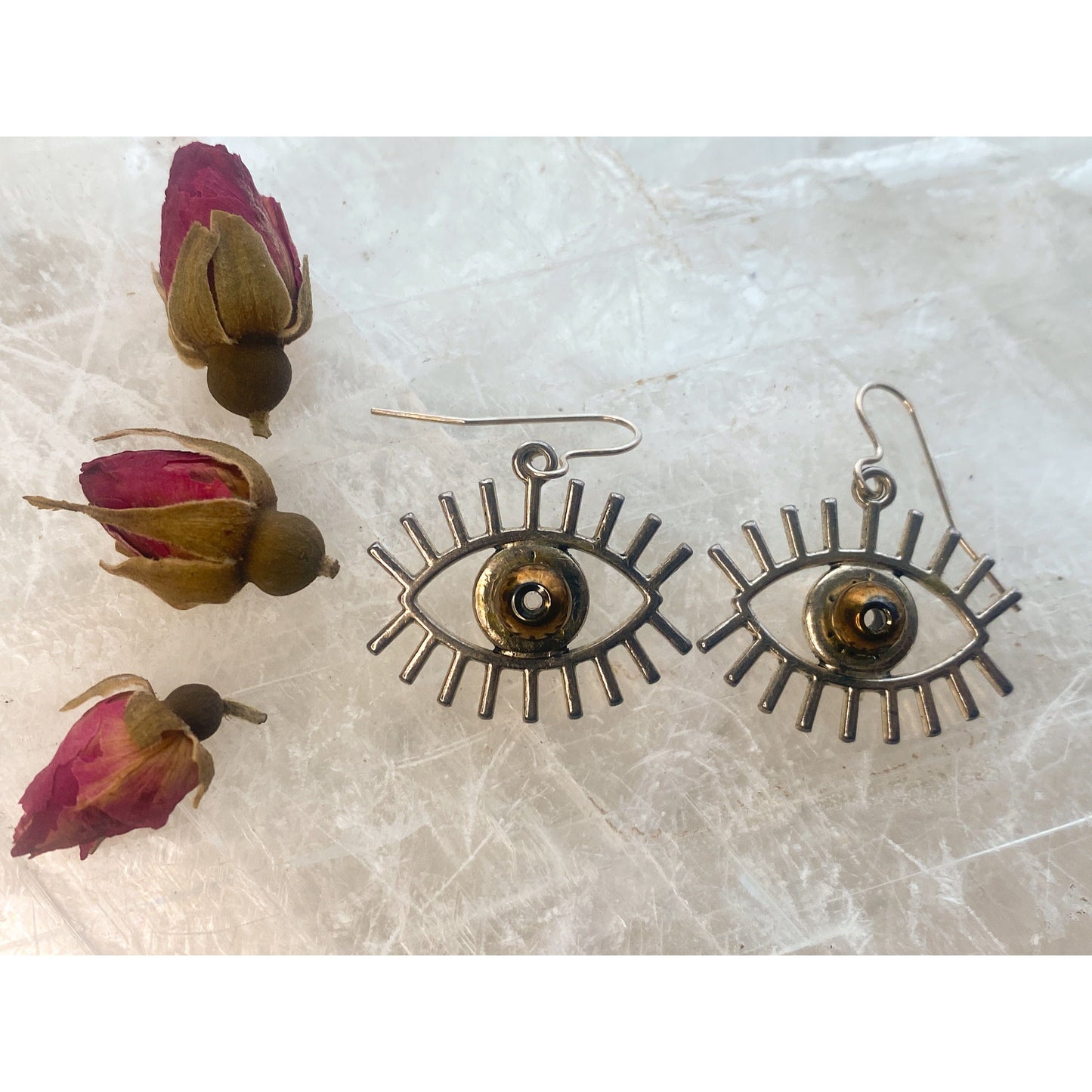 Eye See You Charm Earrings - Hematite