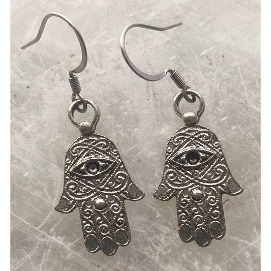 Hamsa - Hand of Fatima Textured Earrings