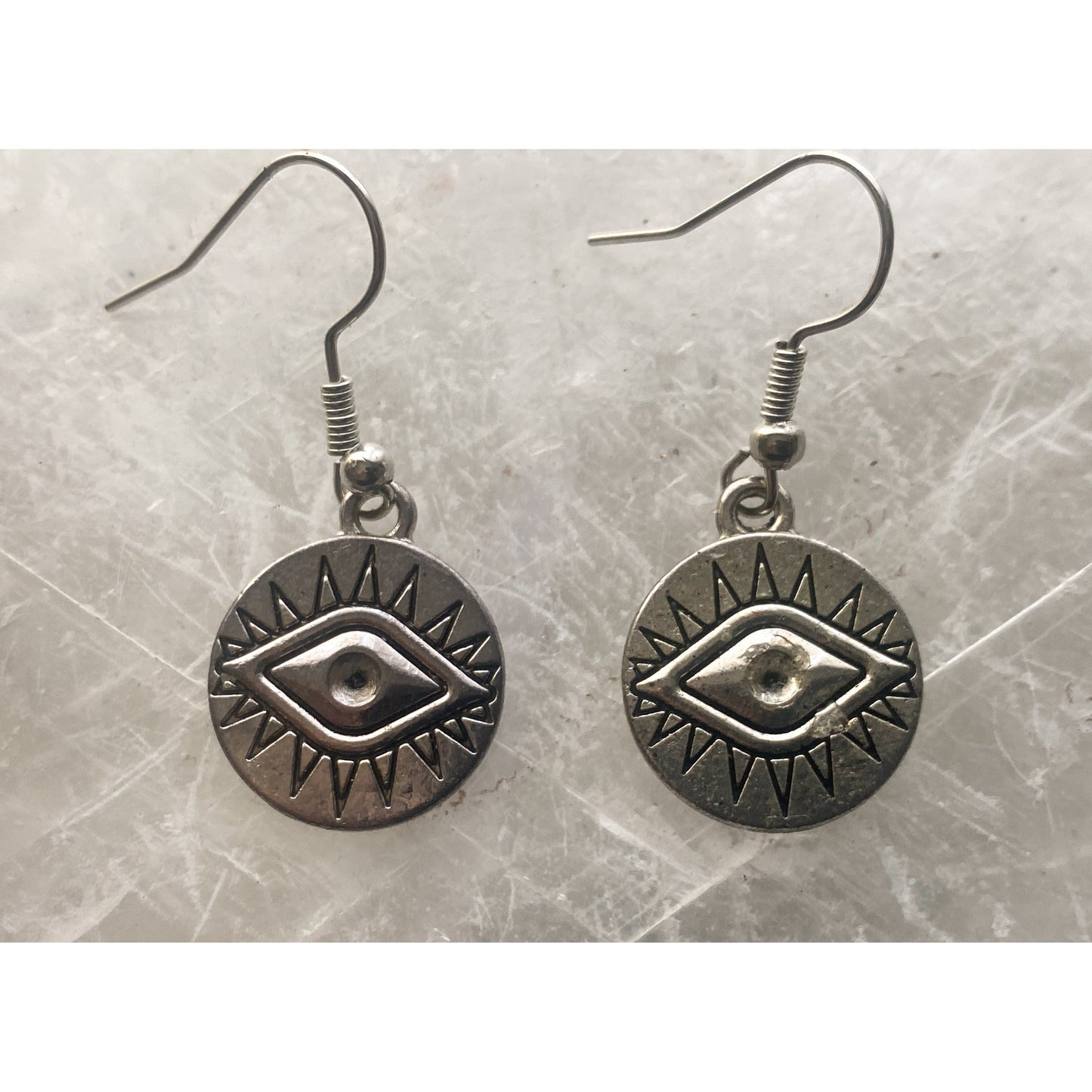 All Seeing Eye Silver Charm Earrings