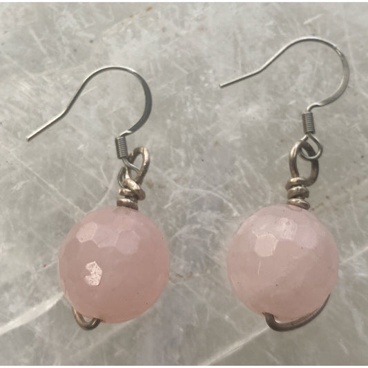 Faceted Rose Quartz Earrings