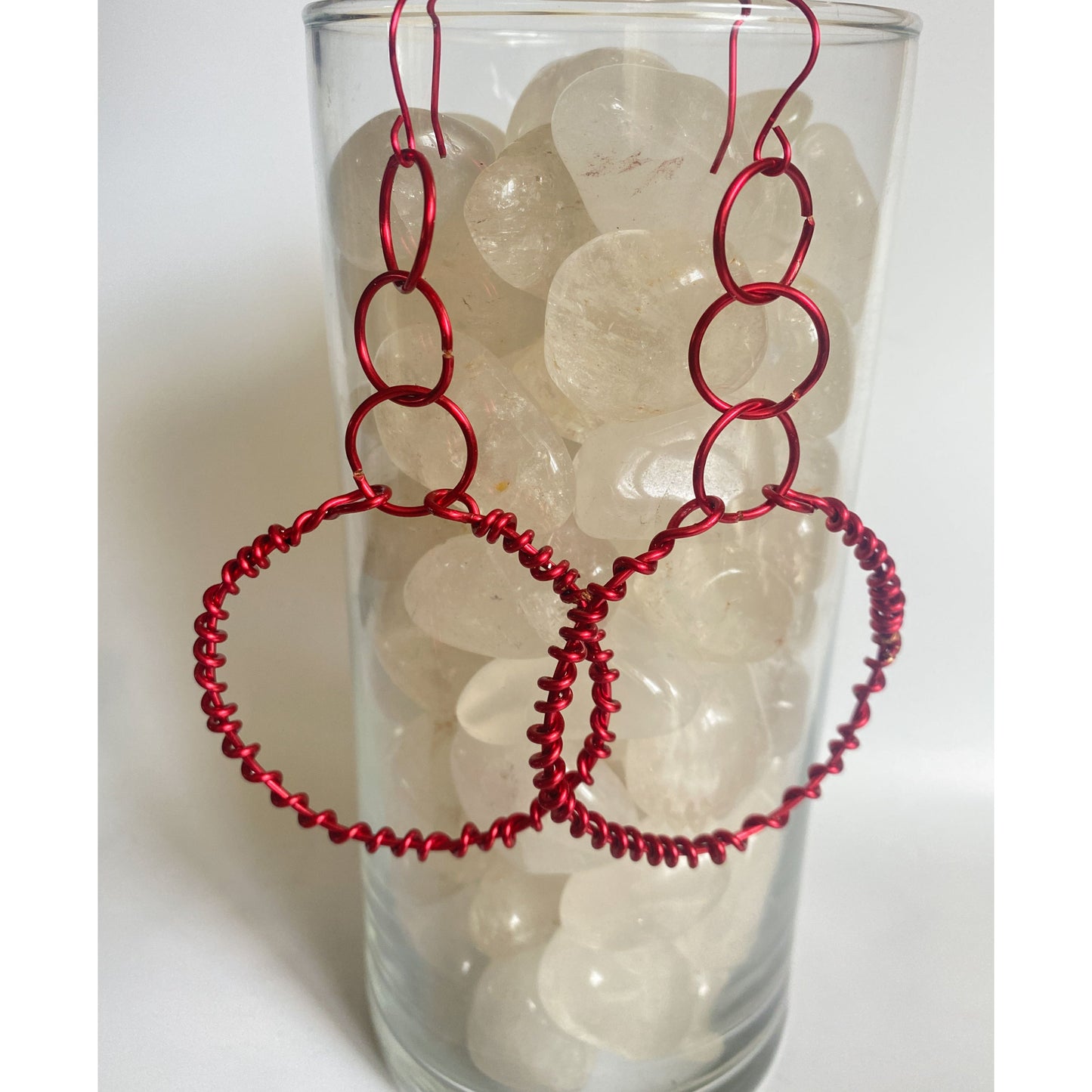 Red Enamel Covered Copper Earrings