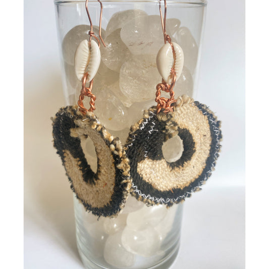 Mudcloth & Cowrie Shell Earrings