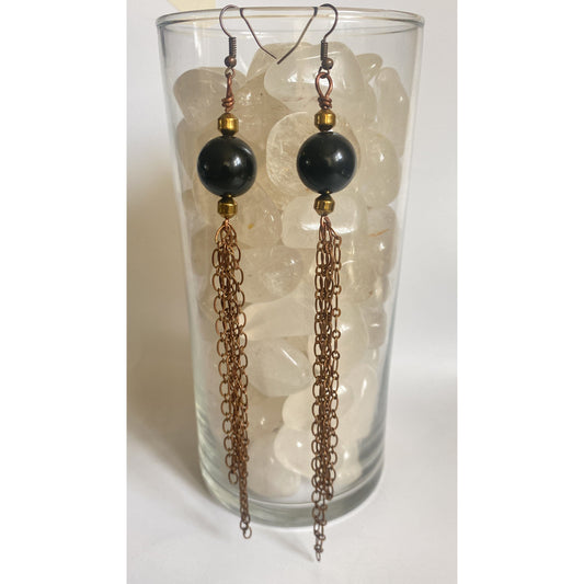 Rainbow Obsidian & Copper Dangle Earrings