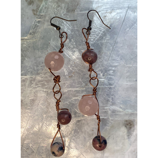 Rose Quartz & Rhodonite Earrings