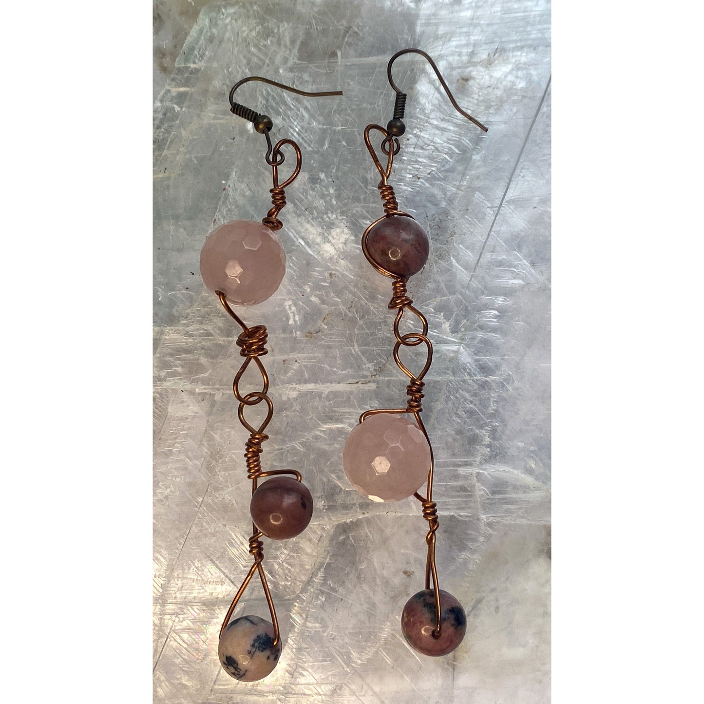 Rose Quartz & Rhodonite Earrings