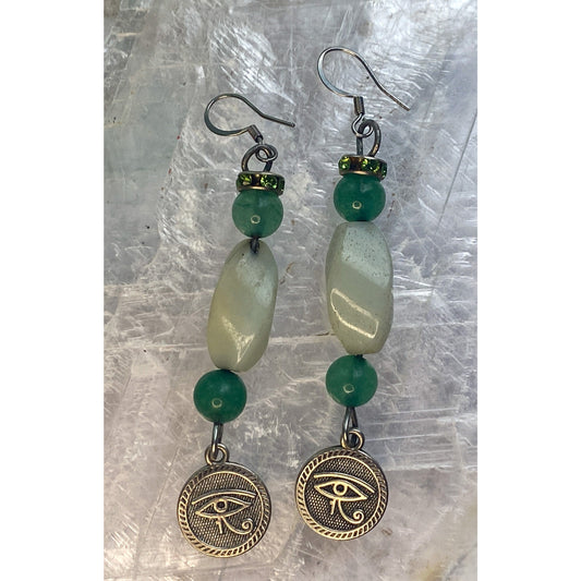 Green Aventurine All Seeing Eye Earrings
