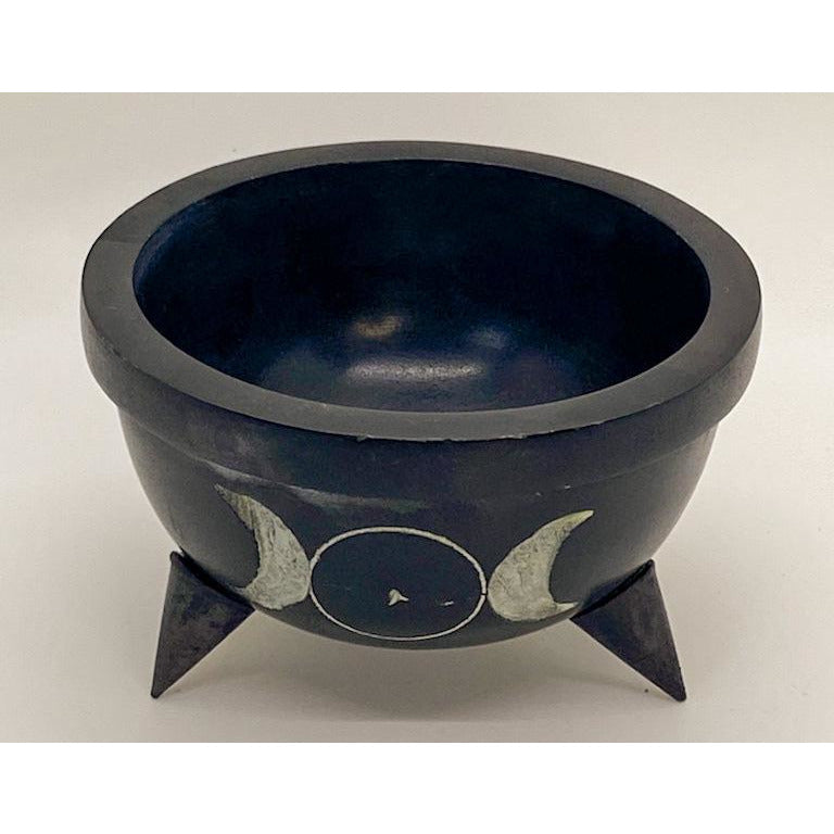 Triple Moon Soapstone Incense Burner and Tong Set