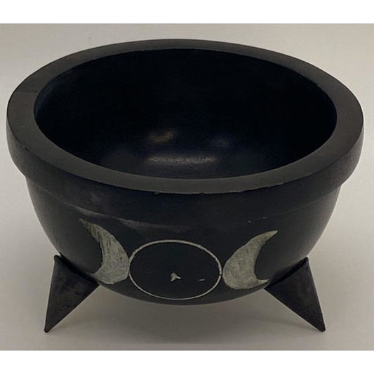 Triple Moon Soapstone Incense Burner and Tong Set