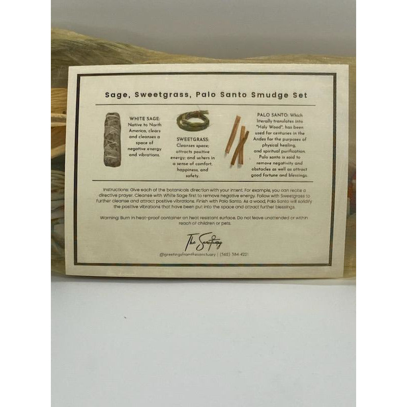 Smudge Set - White Sage, Sweetgrass, Palo Santo