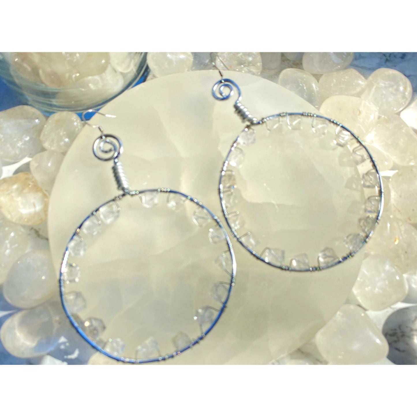 Clear Quartz Hoops