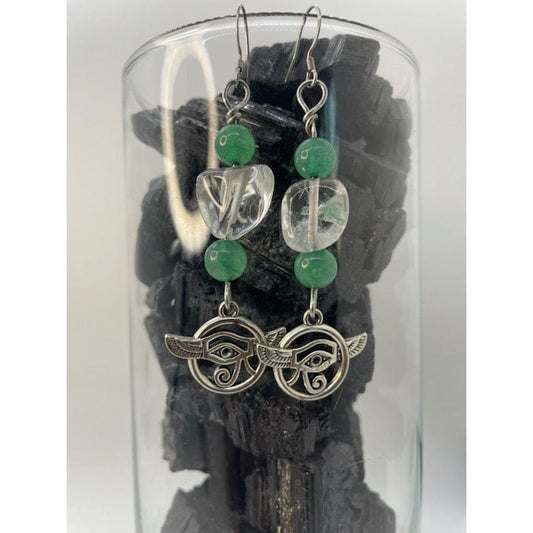 Eye See You Dangling Earrings - Green Aventurine