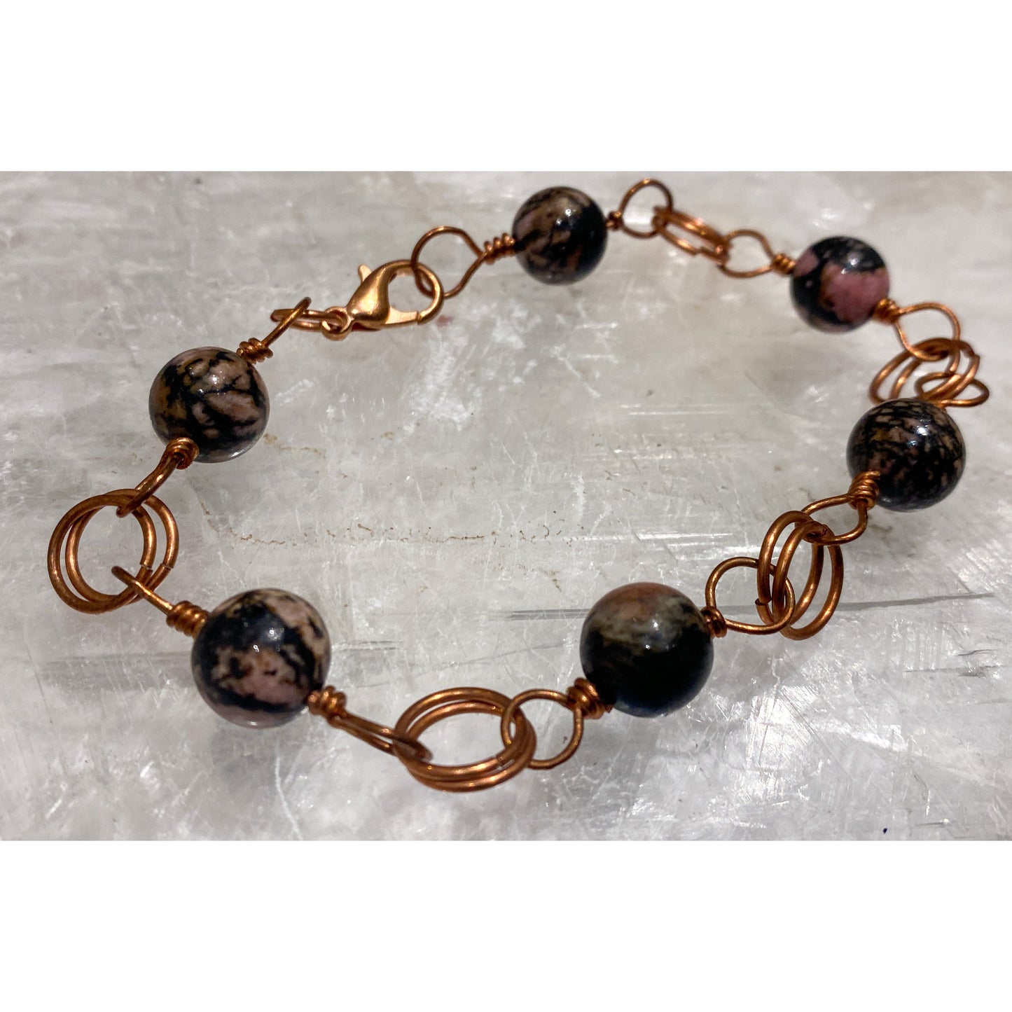 Rhodonite & Copper Clasp Bracelet