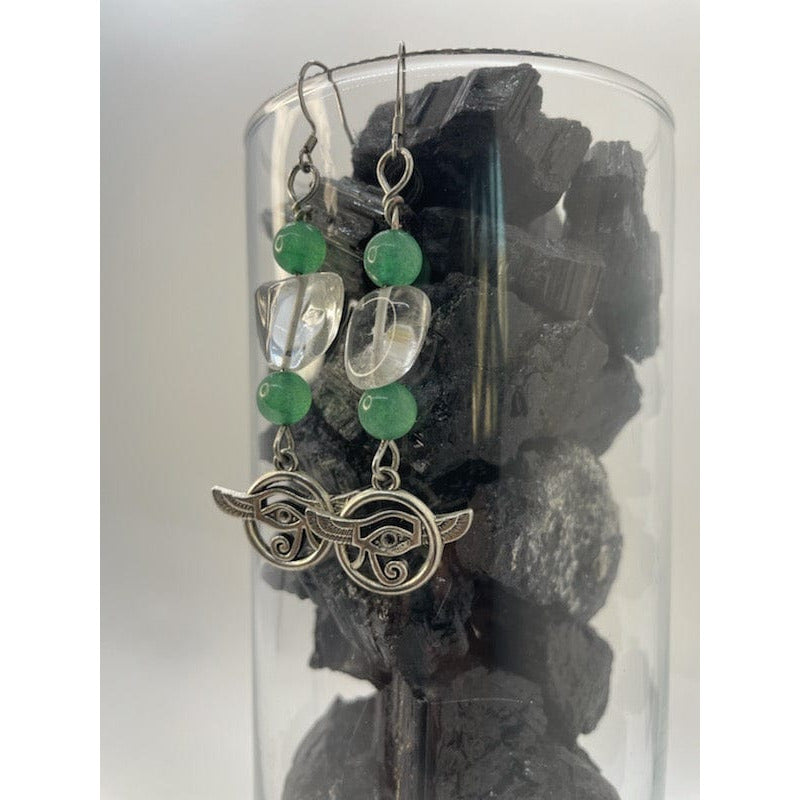 Eye See You Dangling Earrings - Green Aventurine