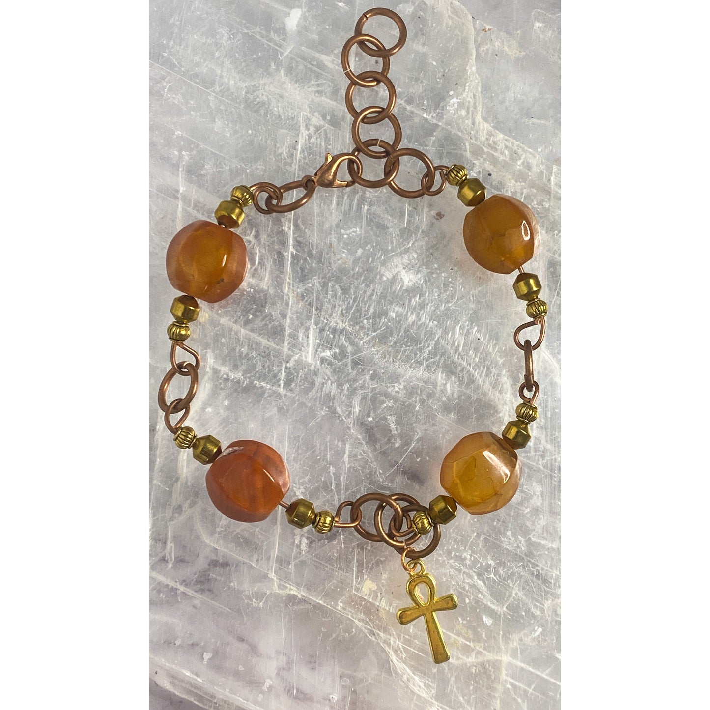 Carnelian & Copper Clasp Bracelet