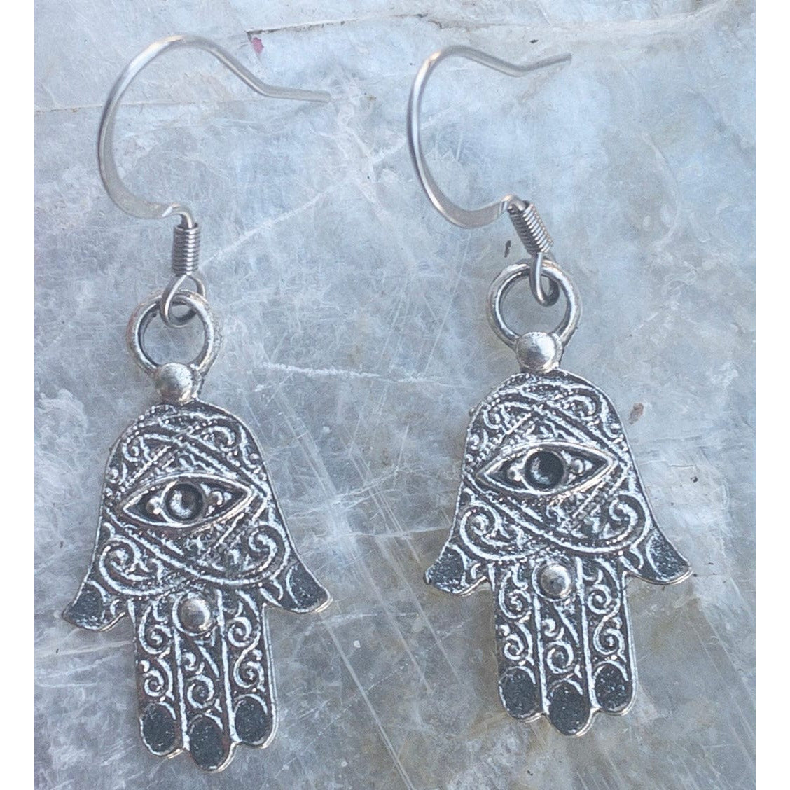Embroidered Hamsa Earrings