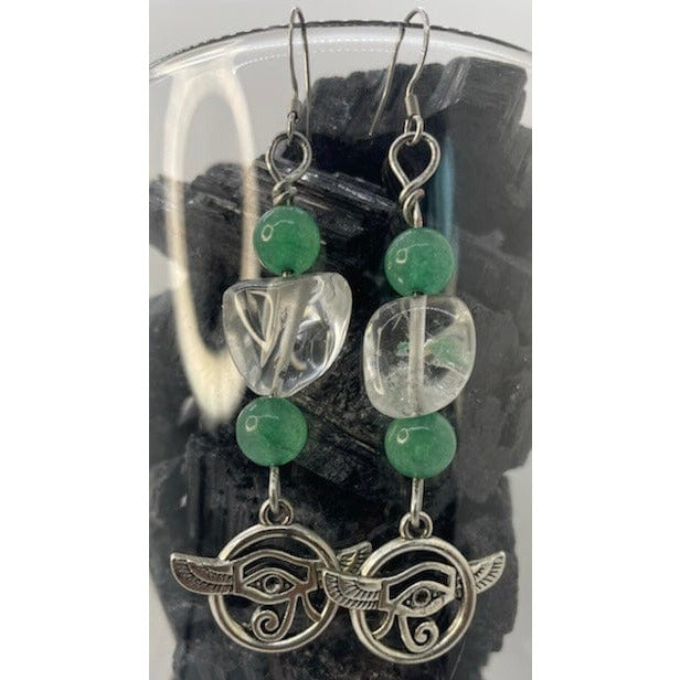 Eye See You Dangling Earrings - Green Aventurine